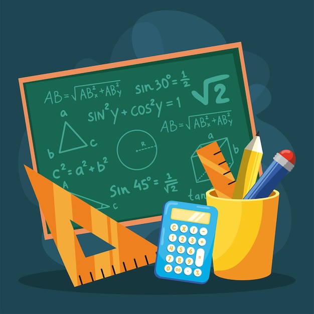 Contexto do conceito da aula de matemática de desenho animado Ilustração vetorial