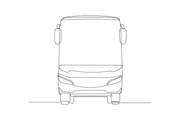 Vetor contínuo, uma linha, desenho, moderno, ônibus, transporte terrestre, conceito, doodle, vetorial, ilustração