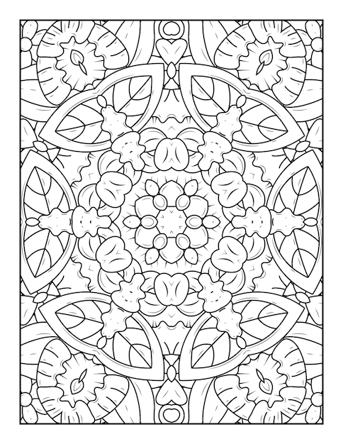 Contorne a página para colorir mandala para livro de colorir e página para colorir para adultos com arte de linha branca preta