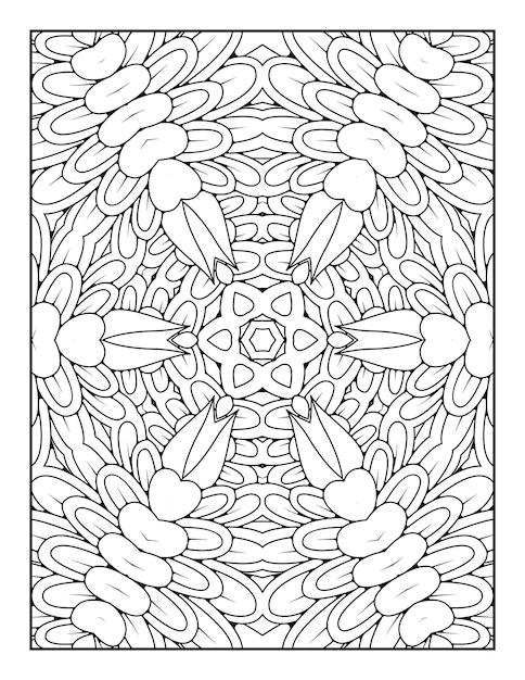 Contorne a página para colorir mandala para livro de colorir e página para colorir para adultos com arte de linha branca preta