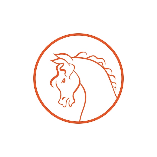 Contorne o ícone de círculo de cavalo com fundo branco