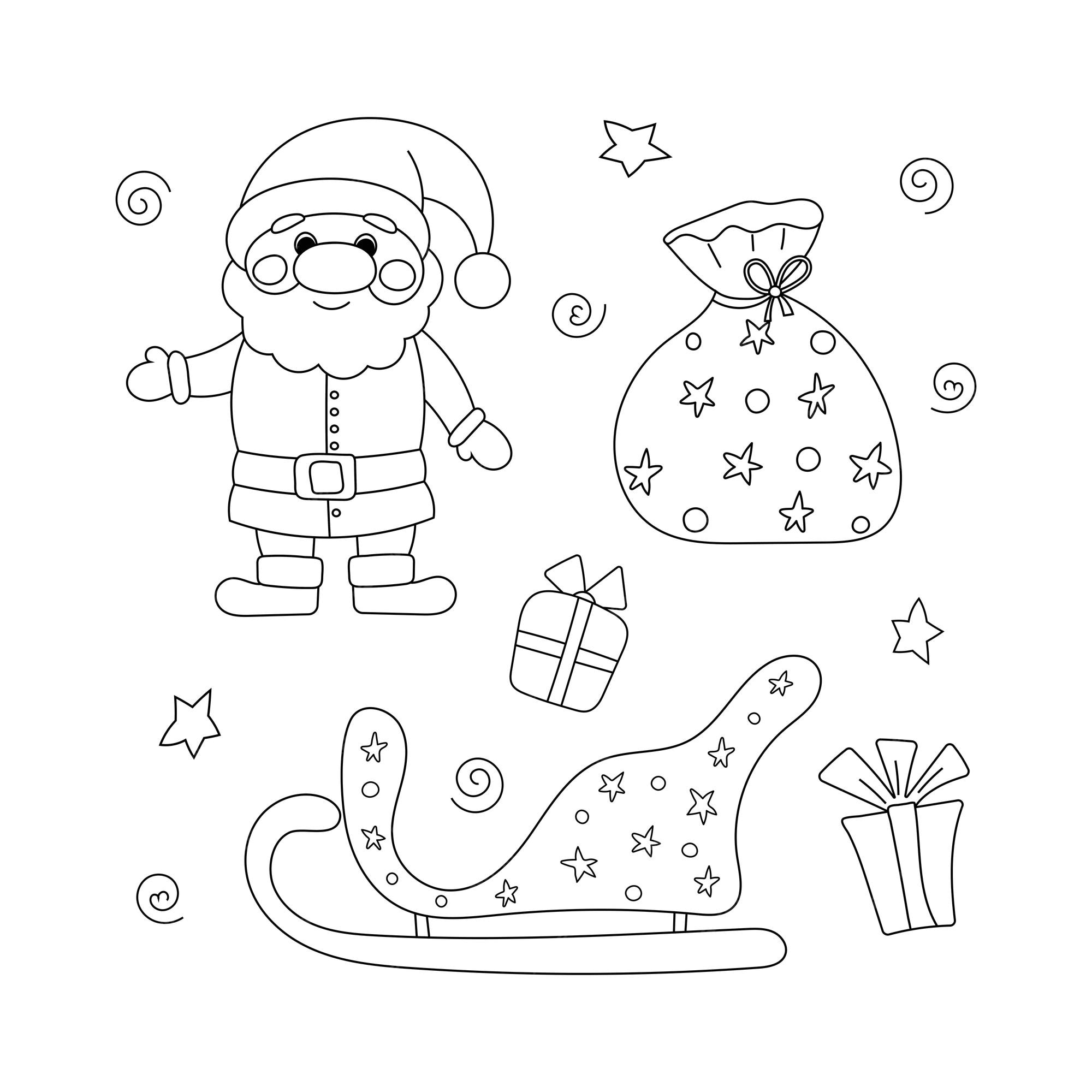 desenho de natal papai noel com saco para colorir 8823159 Vetor no