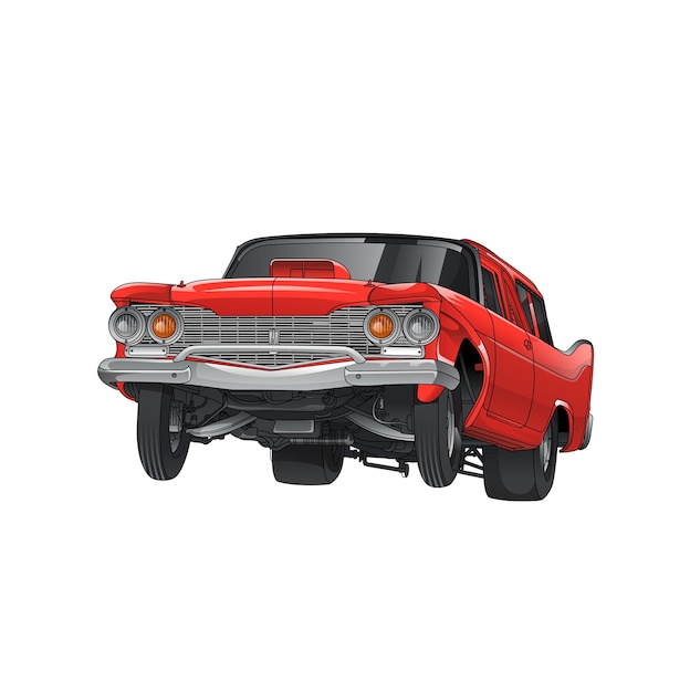 Contorno de carro de corrida vermelho e pintado Isolado em fundo preto para design de camiseta