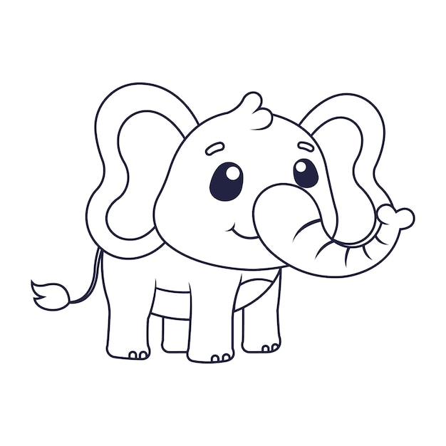 Contorno de elefante desenhado à mão