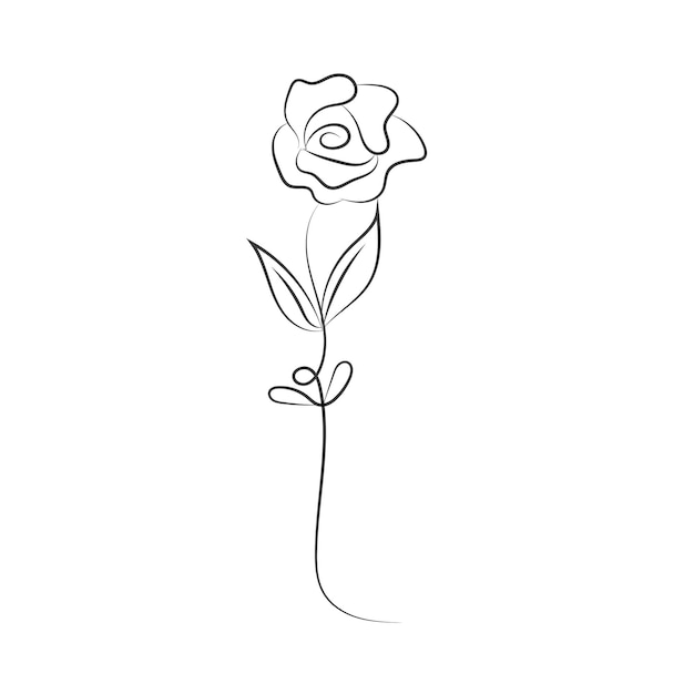 Vetor contorno de flor simples de design plano desenhado à mão