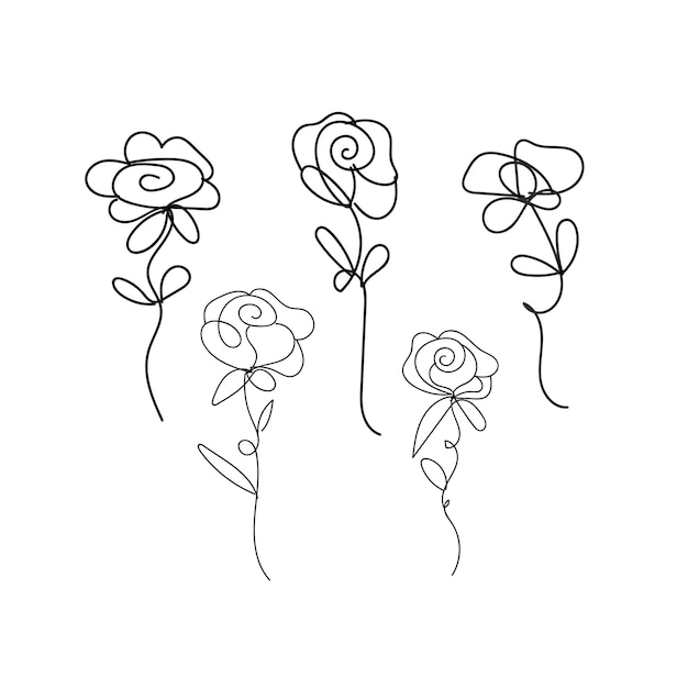 Contorno de flor simples desenhado à mão