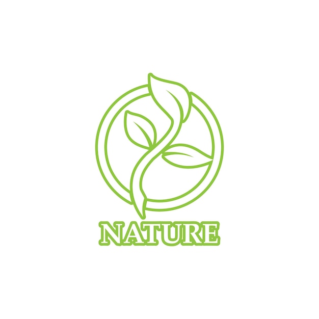 Contorno de folha verde logotipo de elemento de natureza ecológica