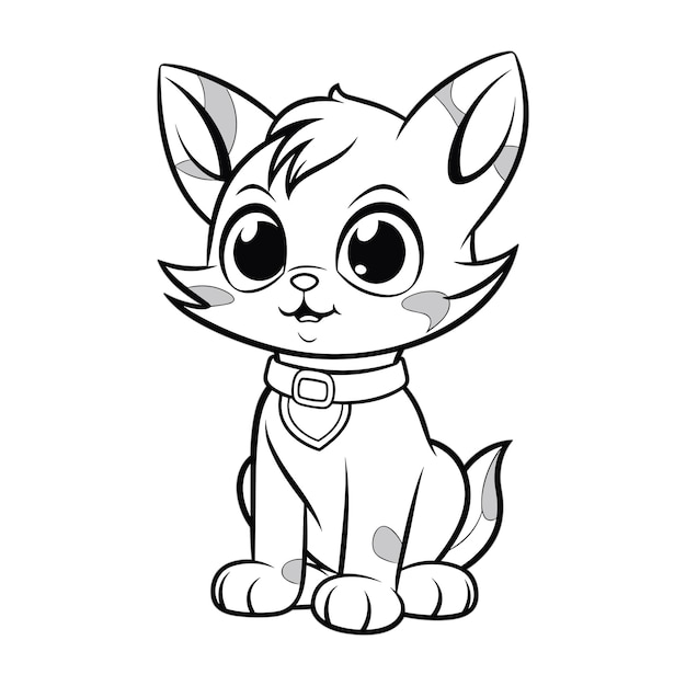 Vetor contorno de gato desenhado à mão ilustração para colorir contorno de gato bonito