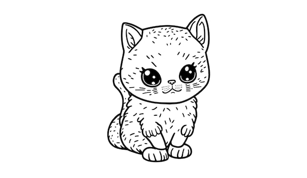 Contorno de gato preto em ilustração vetorial gratuita de fundo branco