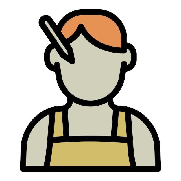 Vetor contorno de ícone de homem carpinteiro vetor ferramenta de madeira design de trabalho