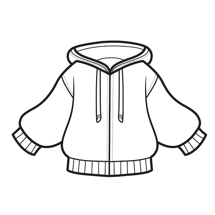 Vetor contorno de jaqueta esportiva de jérsei com zíper para colorir em um fundo branco