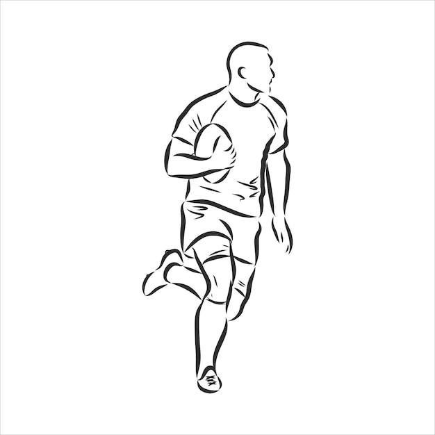 Contorno de jogador de rugby de futebol americano, desenho vetorial