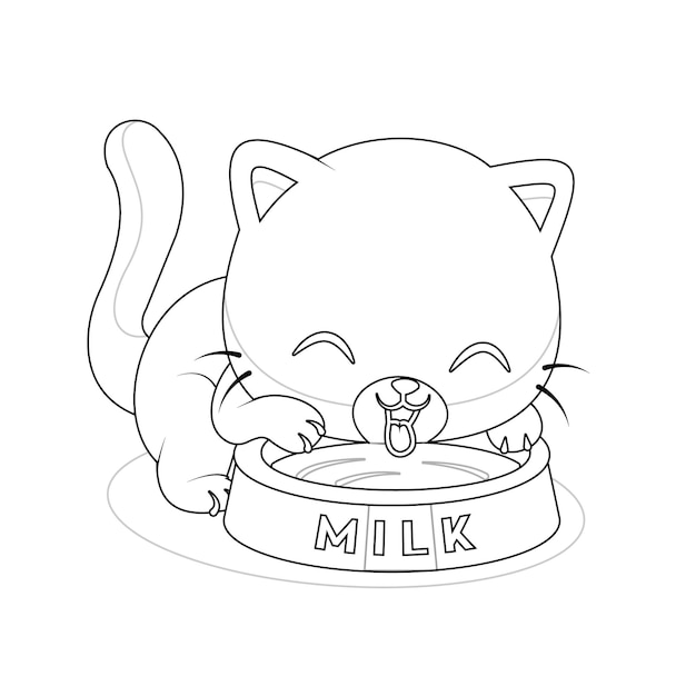 Gatinho bebendo suco para colorir - Imprimir Desenhos