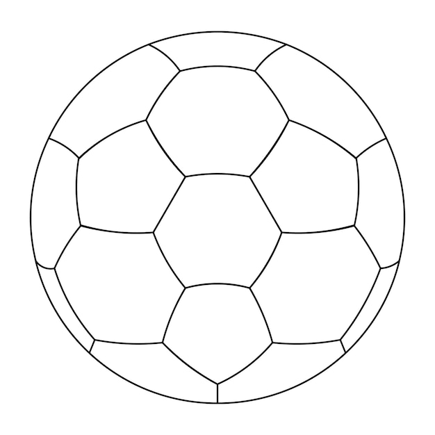 Contorno de uma bola de futebol com uma grade de hexágonos