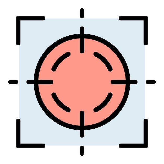 Vetor contorno do ícone de concentração de foco vetor objetivo de atenção cor da mente objetiva plana
