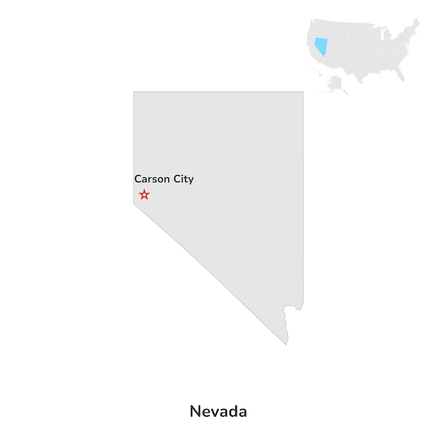 Contorno do mapa do condado do estado americano de Nevada dos EUA no fundo branco