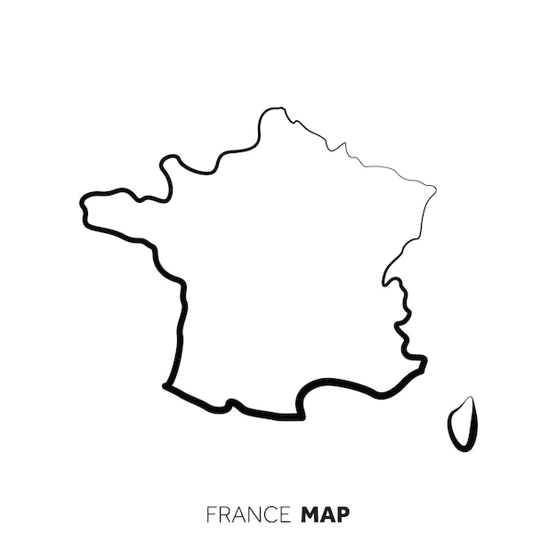 Contorno do mapa do país vetor da frança linha preta no fundo branco