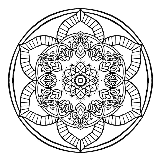 Contorno mandala decorativo redondo ornamento