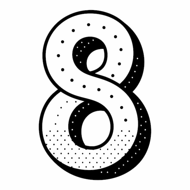 Contorno minimalista de pontos número 8 vetor em fundo branco