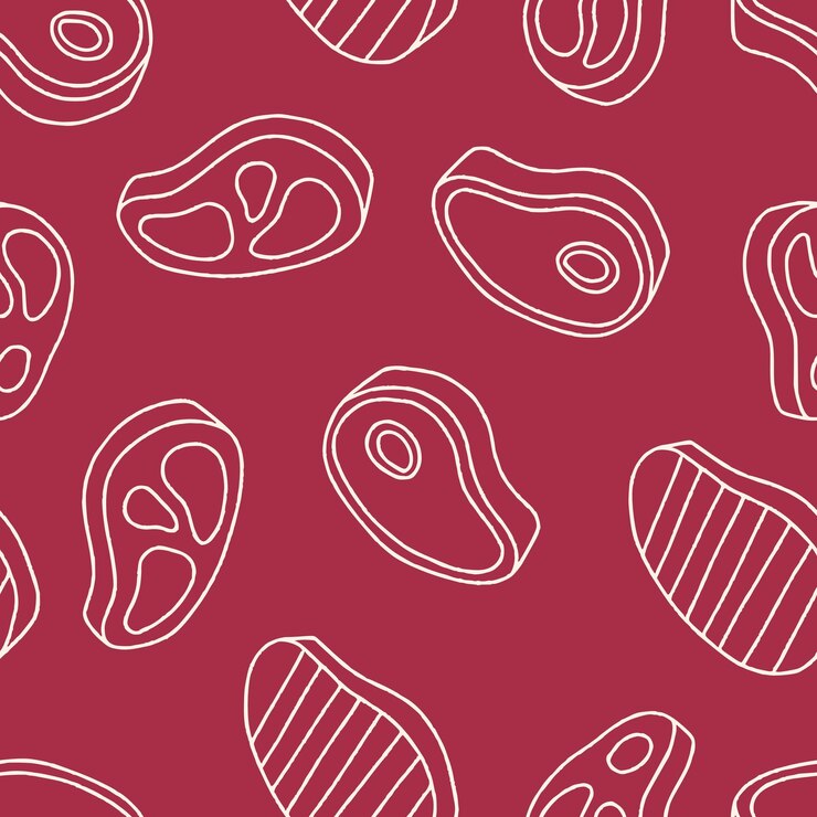 Vetor contorno vector de carne padrão sem costura fundo para impressão de superfície tecido embalagem de moda