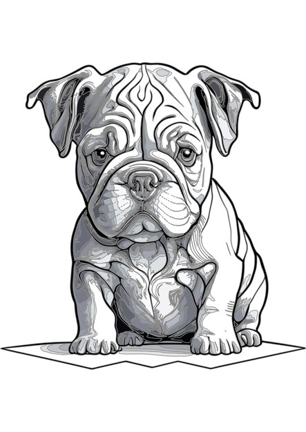 Contorno vetorial de cachorro página para colorir ilustração de livro para colorir Bulldog