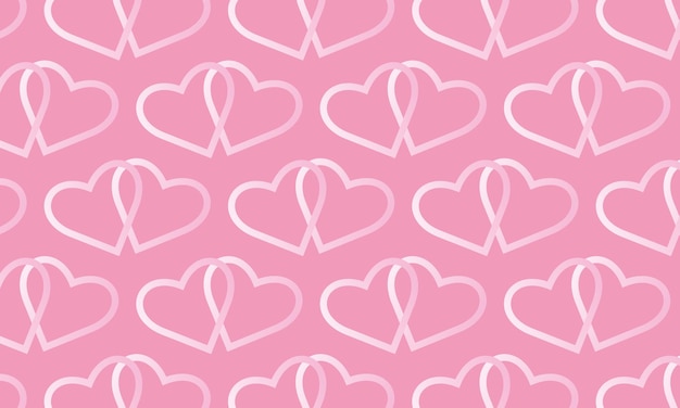 Contornos de corações rosa em um padrão de repetição de fundo rosa