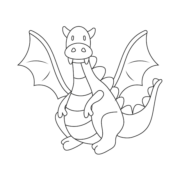 contornos de dragão de desenho animado para colorir isolados em fundo branco