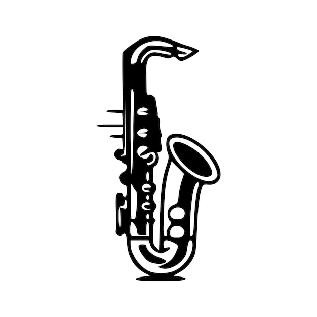 Vetor contornos pretos do ícone do saxofone ilustração vetorial isolada