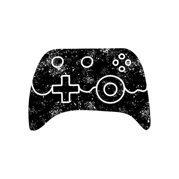 Vetor controlador de jogo ícone desenhado à mão preto em look grunge
