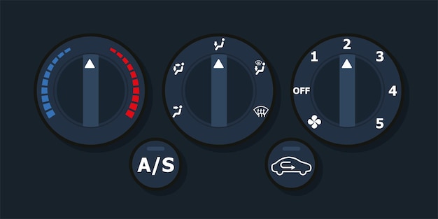 Controle climático do carro com design vetorial de botão de ar condicionado