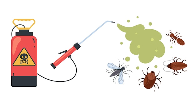 Controle de insetos conceito de exterminador de insetos, baratas, formigas, carrapatos e mosquitos