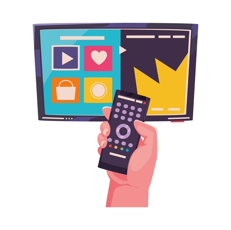 Vetor controle de mão ícone de televisão isolado