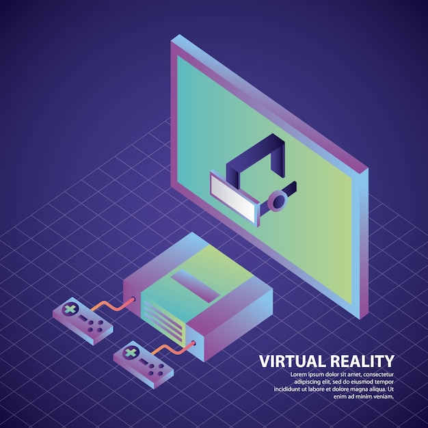 Vetor controles de console de realidade virtual e fone de ouvido