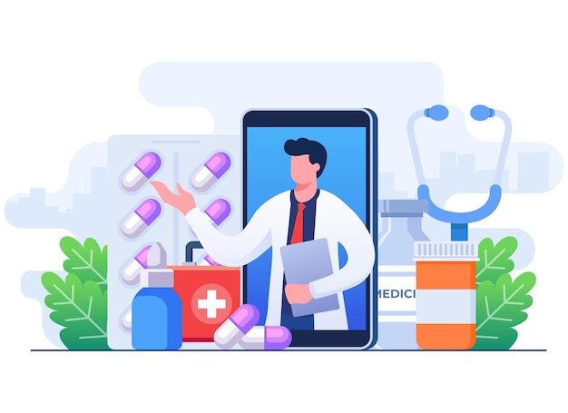 Conversa com o médico através da aplicação móvel de cuidados de saúde em linha