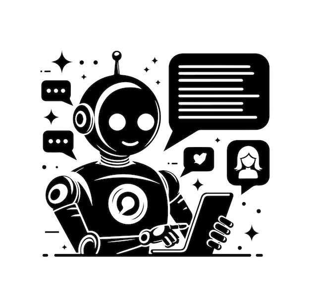 Conversa de chatbot vetorial gratuita ilustração de arte vetorial preta