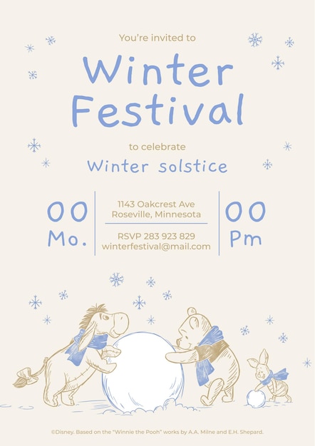 Convidado para a festa de Inverno do Winnie the Pooh