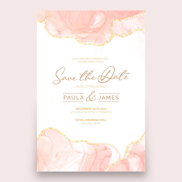 Convite casamento boho pastel rosa aquarela