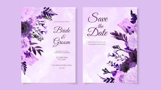 Convite de cartão de casamento o design floral convida com flores elegantes