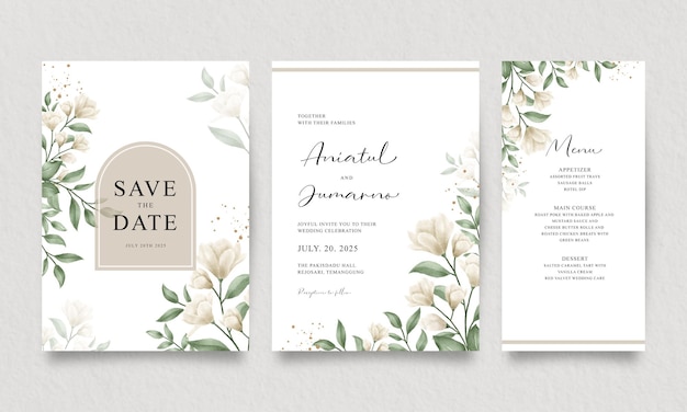 Convite de casamento com aquarela floral