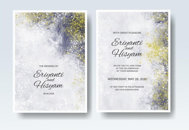 Convite de casamento com aquarela respingo abstrato