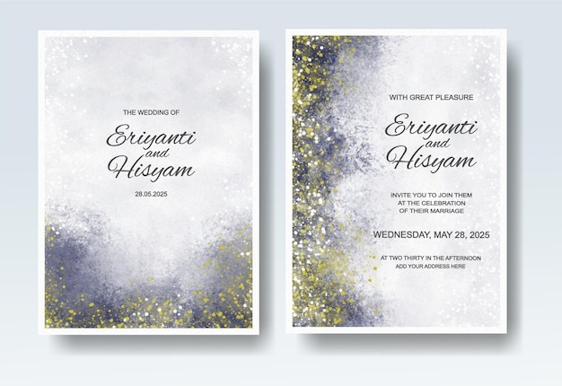 Convite de casamento com aquarela respingo abstrato