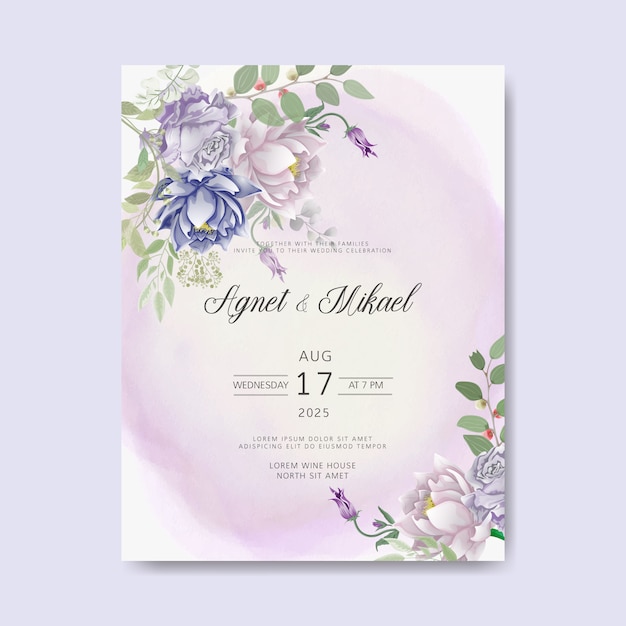 Convite de casamento com floral bonito e elegante