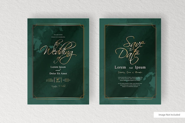 Vetor convite de casamento elegante com fundo aquarela e splash