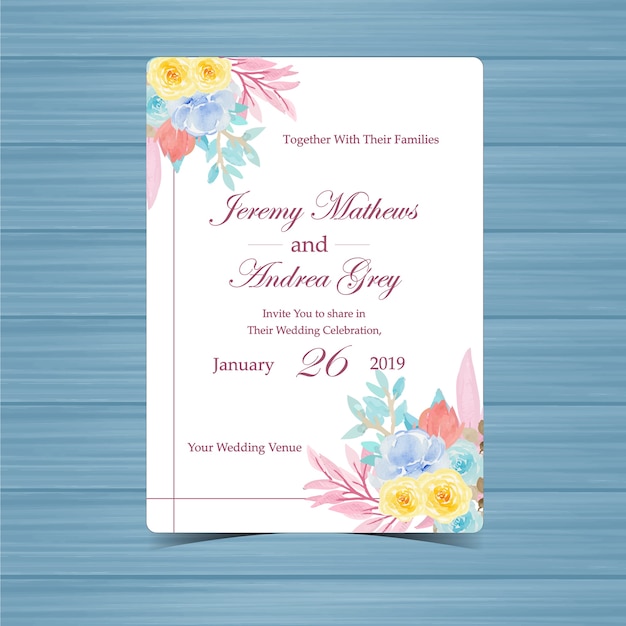 Convite de casamento floral com lindas flores