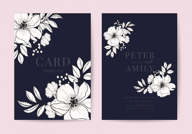 Convite de casamento floral convidar modelo de design moderno cartão