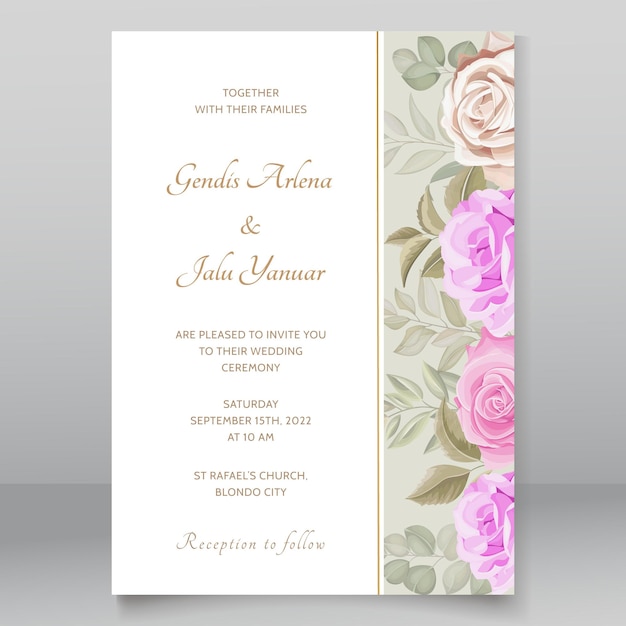 Convite de casamento floral elegante