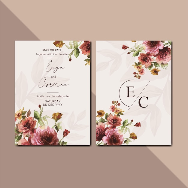 Convite de casamento floral elegante