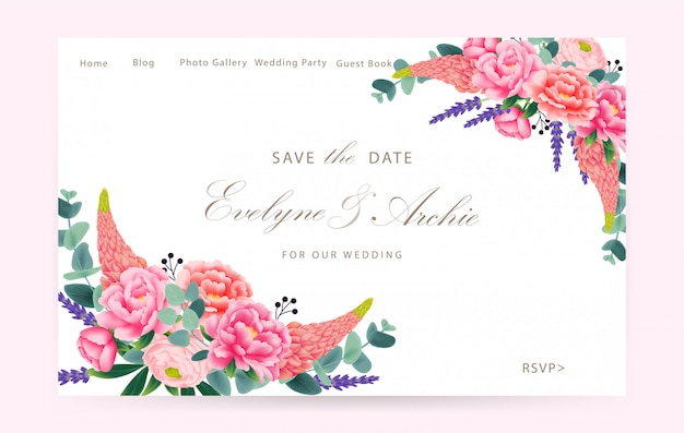 Convite de casamento floral web