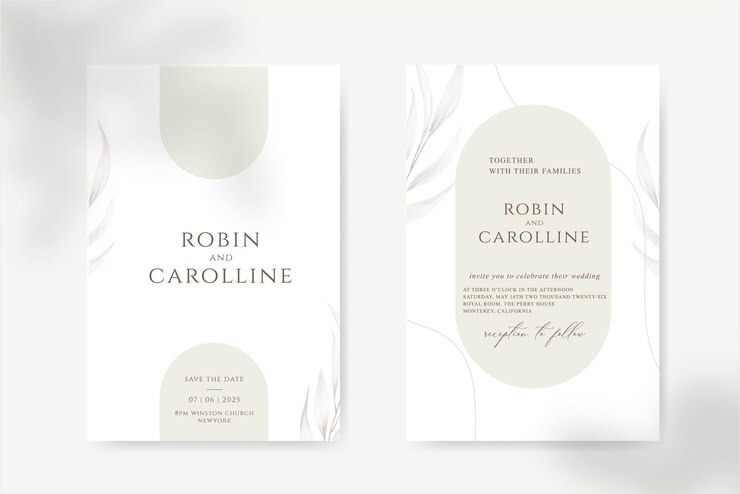 Vetor convite de casamento minimalista