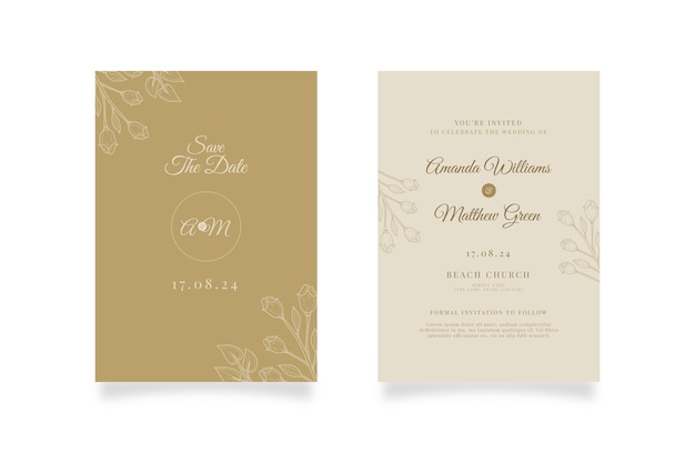 Convite de casamento rústico desenhado à mão